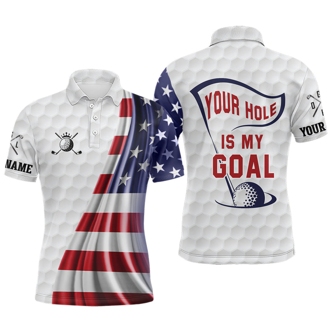 Your Hole Is My Goal Golf Shirt American Flag Gift Men's Polo Shirt S-5XL