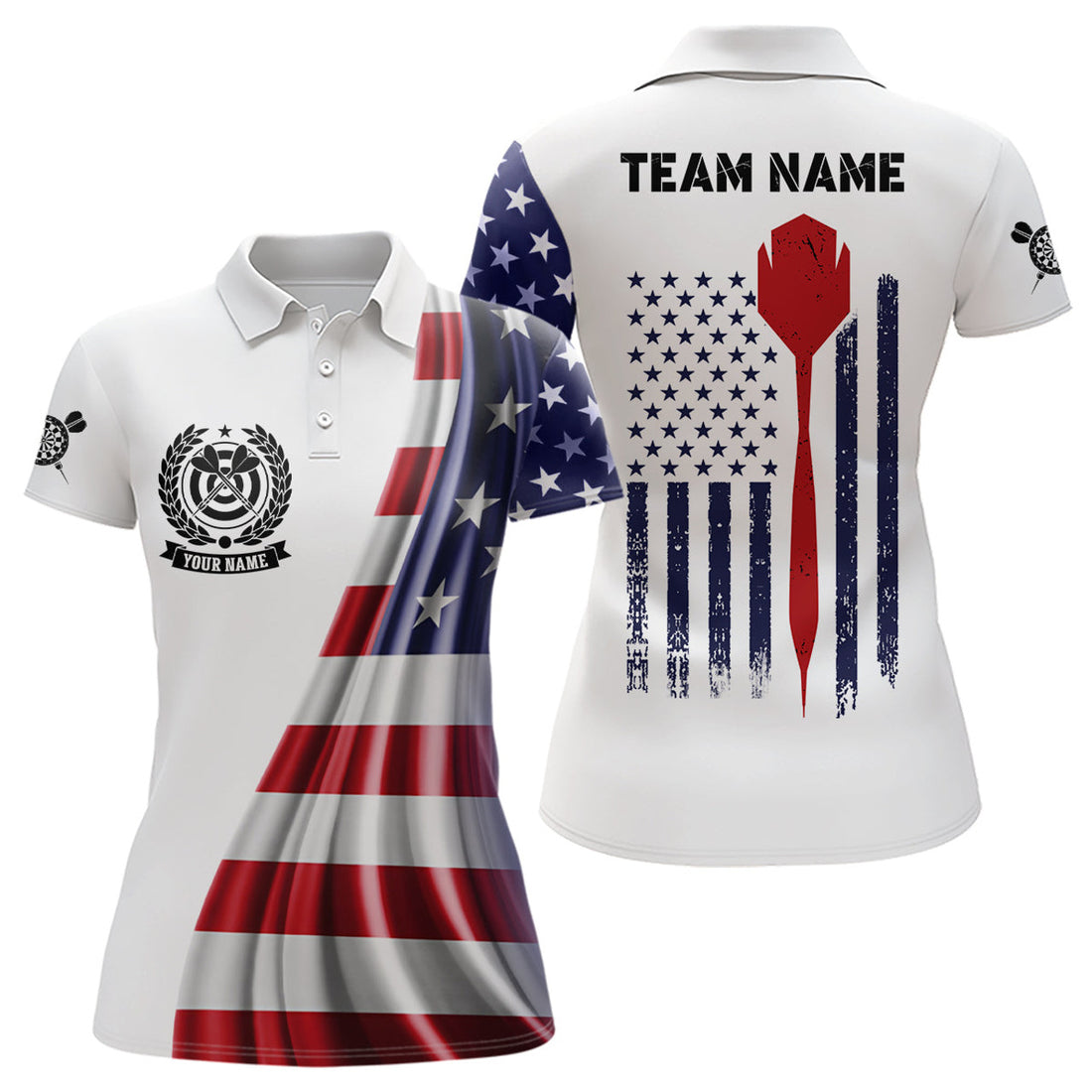 Custom 3D American Flag Patriotic Darts Shirt For Women's Polo Shirts S-5XL