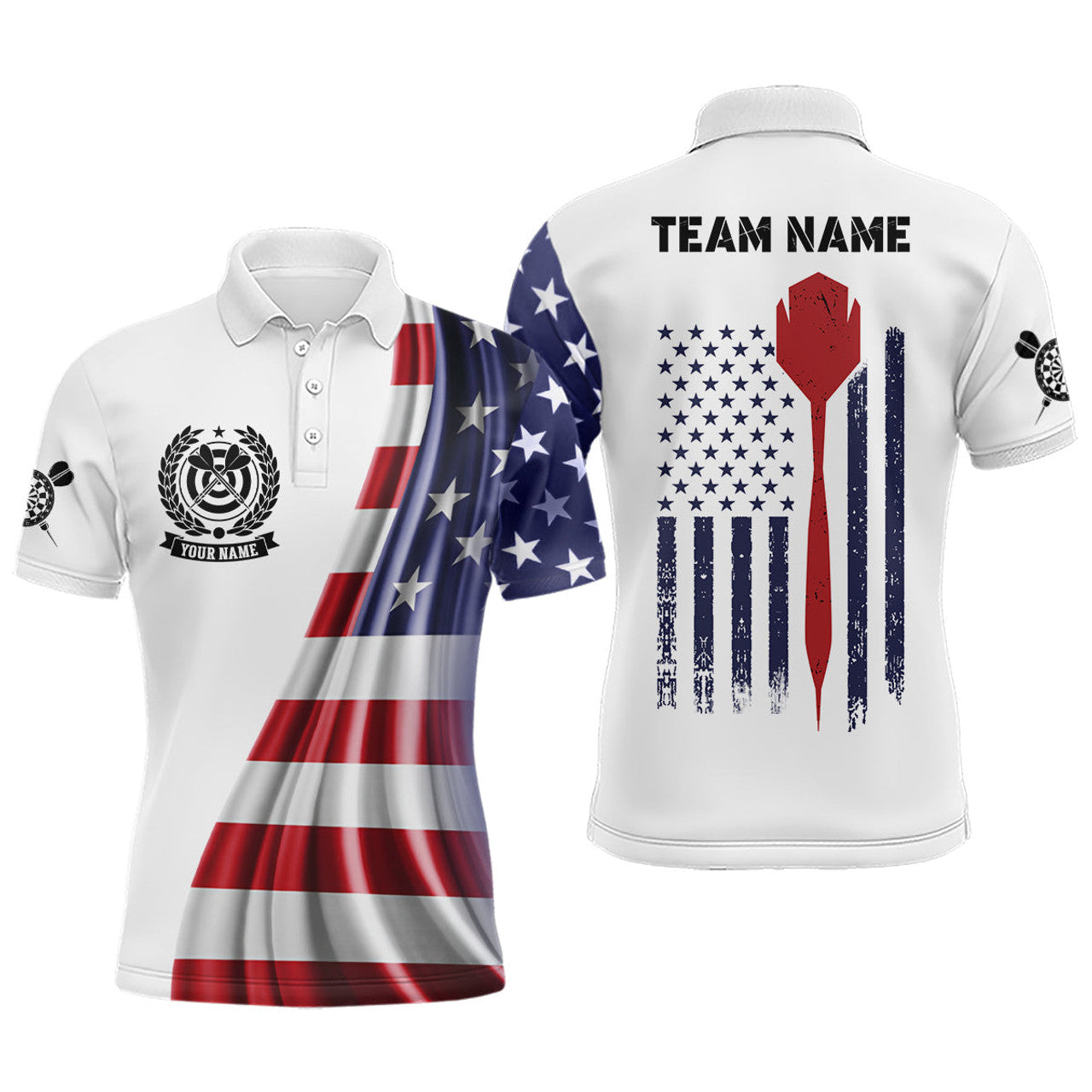 Custom 3D American Flag Patriotic Darts Jersey for Men Men's Polo Shirt S-5XL