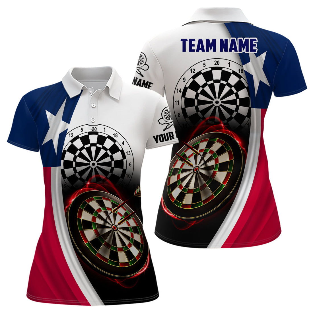 Custom Texas Flag Darts Polo Shirt for Dart Lovers Women's Polo Shirts S-5XL