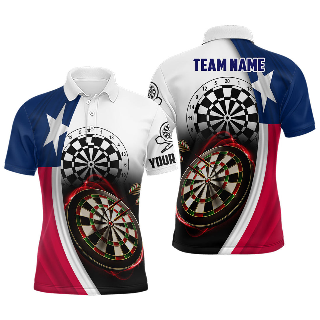 Custom Texas Flag Darts Shirt for Dart Lovers Men's Polo Shirt S-5XL