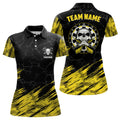 Custom Name Yellow Black Skull Darts Design for Women Women's Polo Shirts S-5XL