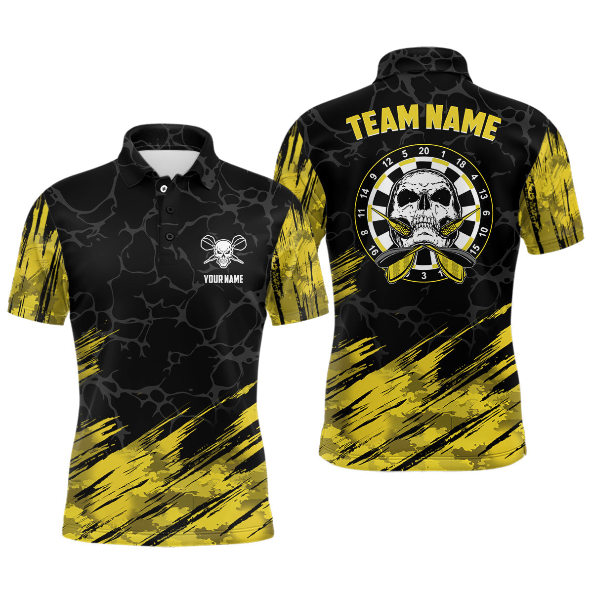 Personalized Skull Darts Polo Shirt Yellow Black S-5XL Men's Polo Shirt
