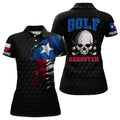 Custom Skull Texas Flag Golf Shirt Patriotic Gift for Her Women's Polo Shirts S-5XL
