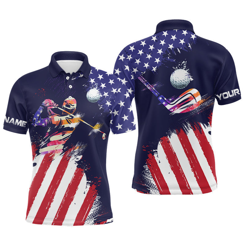 Watercolor American Flag Golf Performance Mens Polo Shirt S-5XL