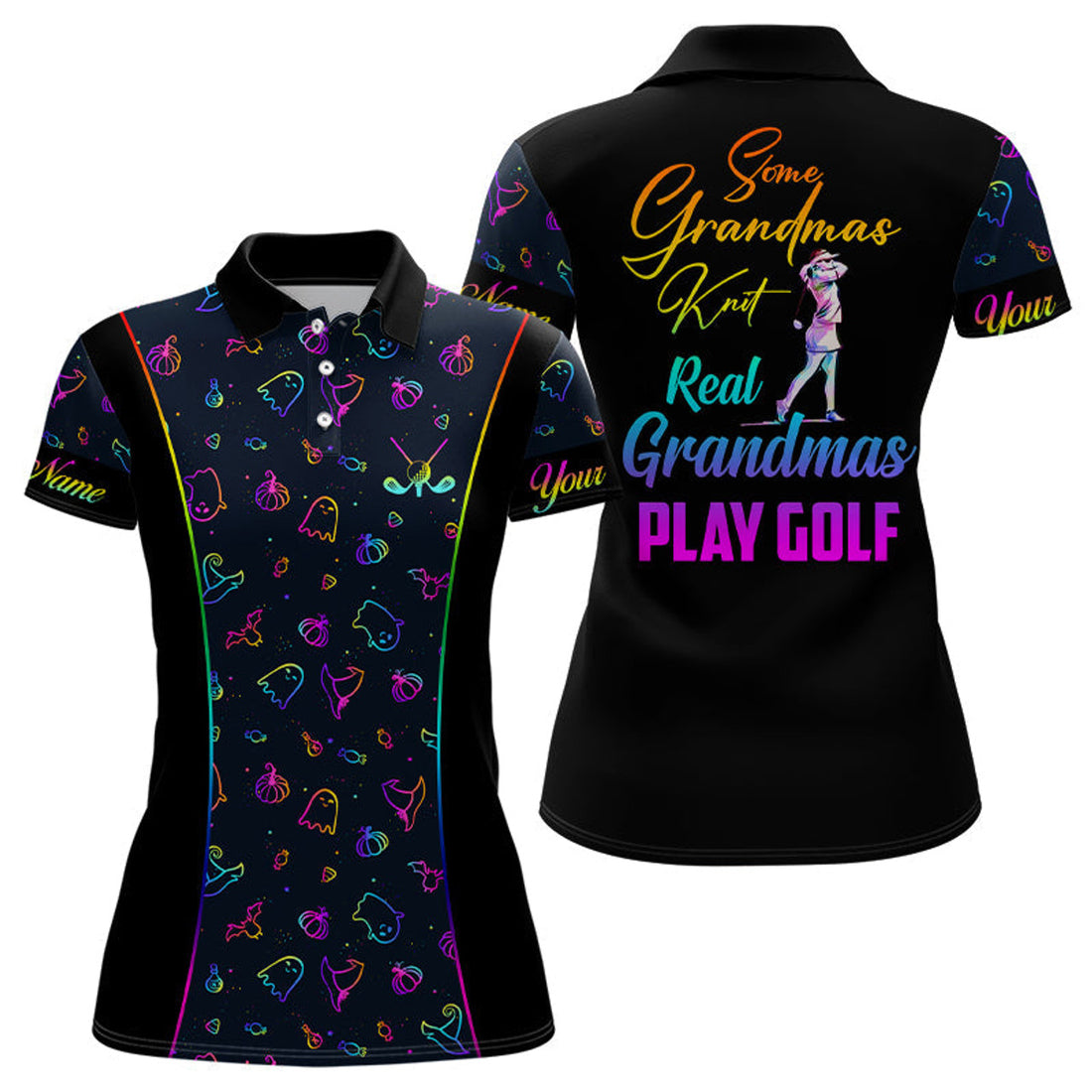 Custom Some Grandmas Knit Real Play Golf Colorful Halloween Women's Polo Shirts S-5XL