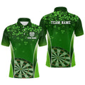 Custom 3D Green Clovers St Patrick Day Darts Men's Polo Shirt S-5XL