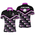 Personalized Pink Fire Golf Ball Polo Shirt Golfing Gift Men's Polo Shirt S-5XL