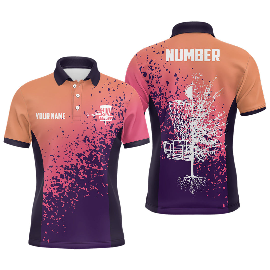 Personalized Disc Golf Gradient Sunset Paint Custom Polo Shirt Men's Polo Shirt S-5XL