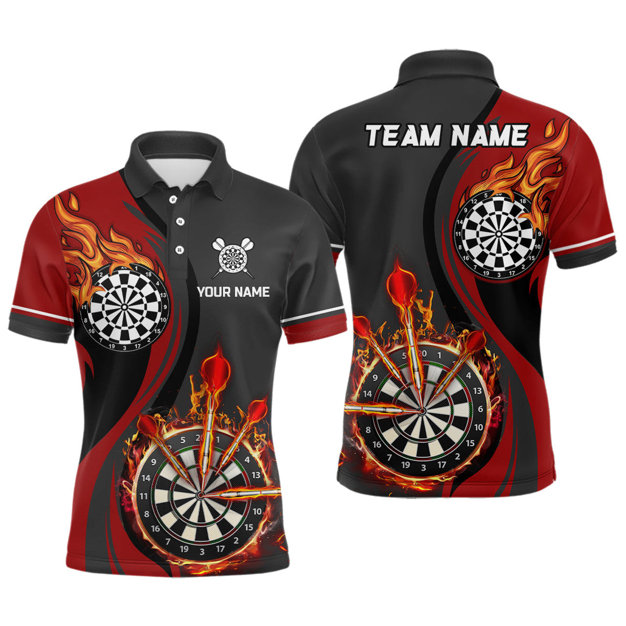 Custom Red Fire Flame Darts Jersey for Men Men's Polo Shirt S-5XL