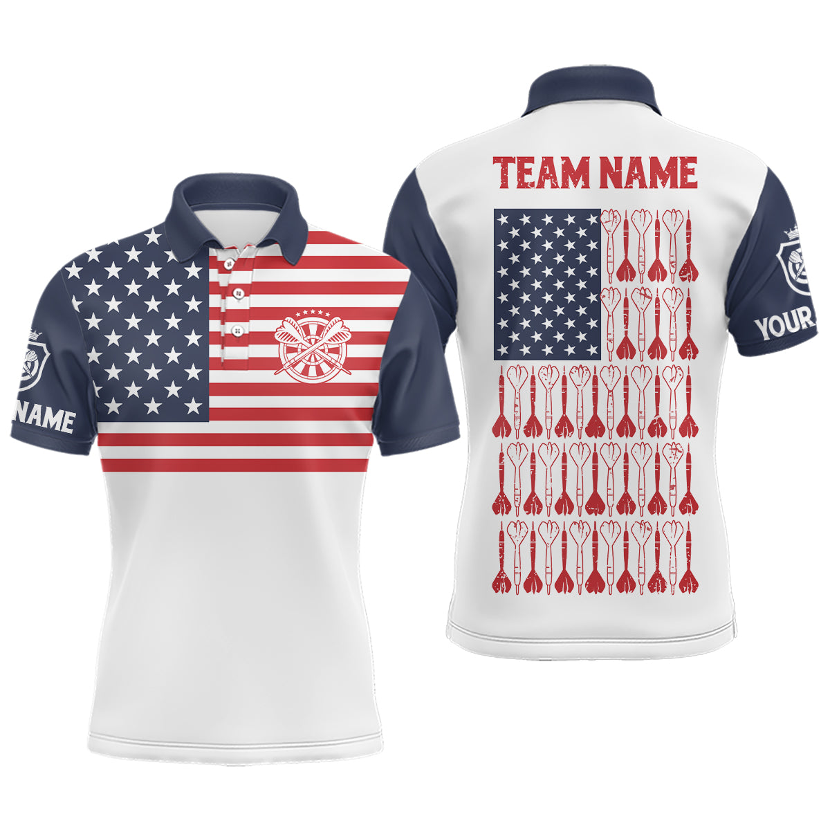 American Flag Patriotic Dart Polo Shirt Size S-5XL Men's Polo Shirt