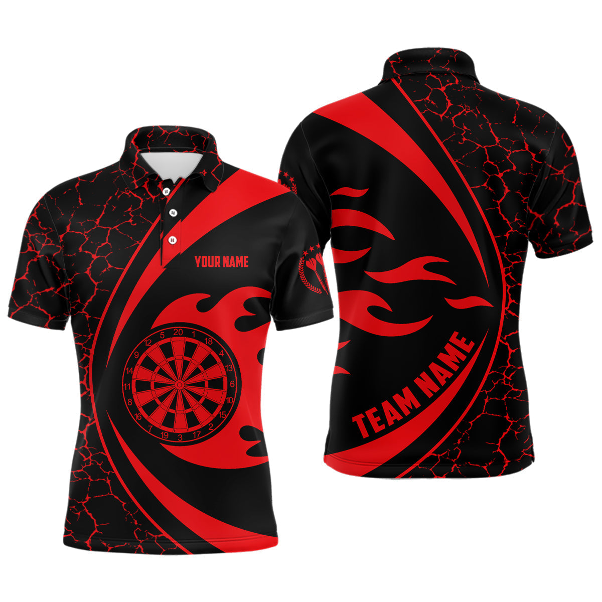 Personalized Red Fire Flame Darts Polo Shirt for Men S-5XL