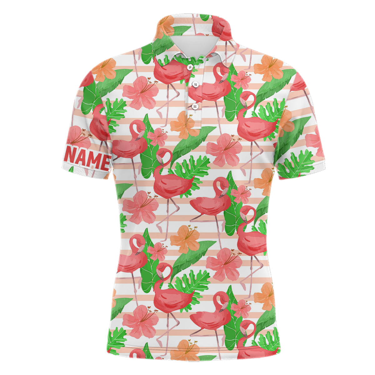 Watercolor Tropical Pink Flamingo Golf Customized Mens Polo Shirt S-5XL