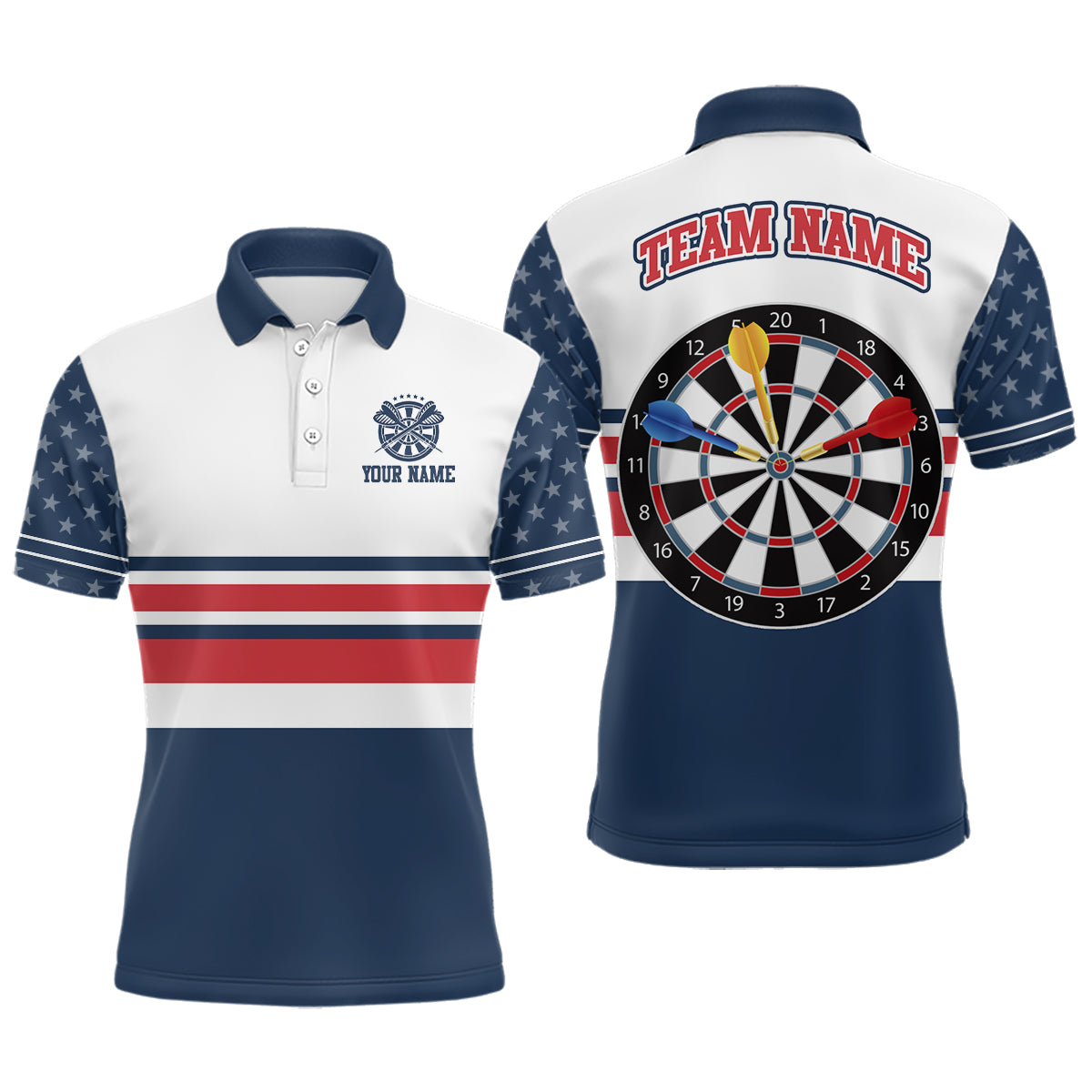 Personalized American Flag Dartboard Patriotic Darts Men's Polo Shirt Size S-5XL