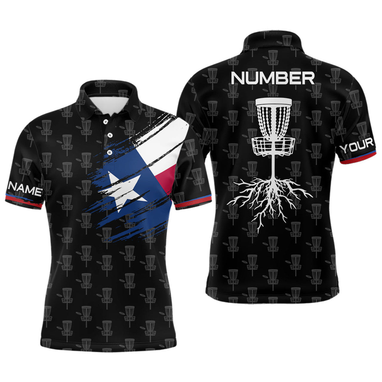 Texas Flag Disc Golf Shirt Patriotic Custom Men's Polo Shirt S-5XL