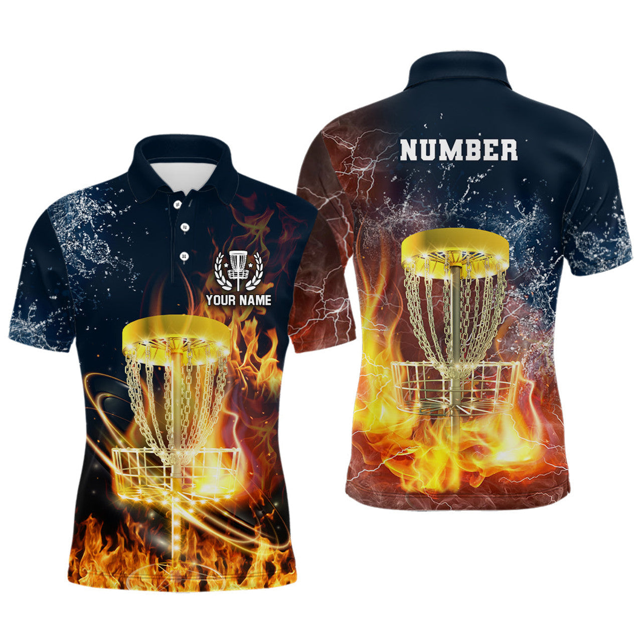 Fire And Water Lightning Disc Golf Shirt Gift Men's Polo Shirt S-5XL