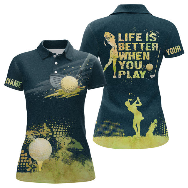 Custom Artistic Wet Paint Dark Green Golf Shirt Gift Idea Women's Polo Shirts S-5XL