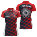 Custom Disc Golf Shirt Red Navy Checkered Gift for Her Women's Polo Shirts S-5XL