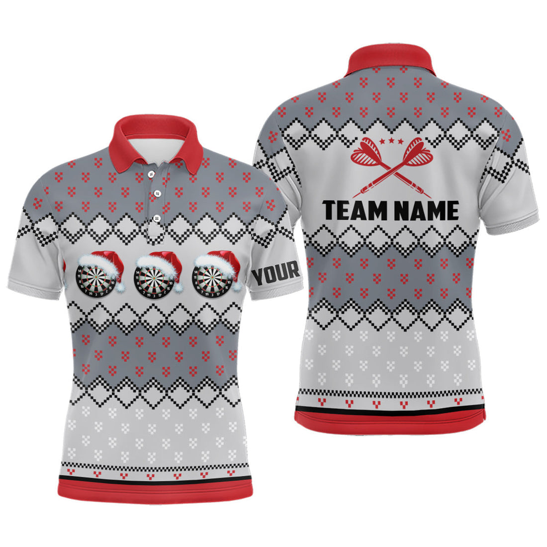 Personalized Christmas Santa Darts Shirt for Men Men's Polo Shirt S-5XL