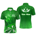 Custom Green Fire Flame Star Darts Jersey Men's Polo Shirt S-5XL