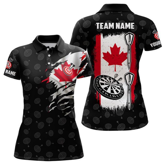 Custom Canadian Flag Darts Patriotic Shirt for Women Women's Polo Shirts S-5XL