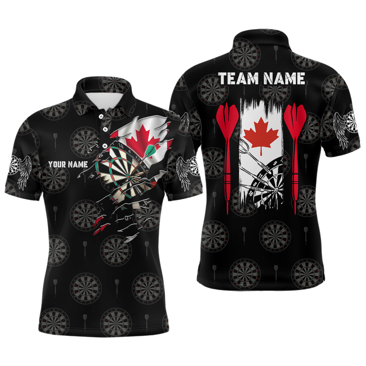 Personalized Canada Flag Mens Darts Polo Shirt Patriotic S-5XL