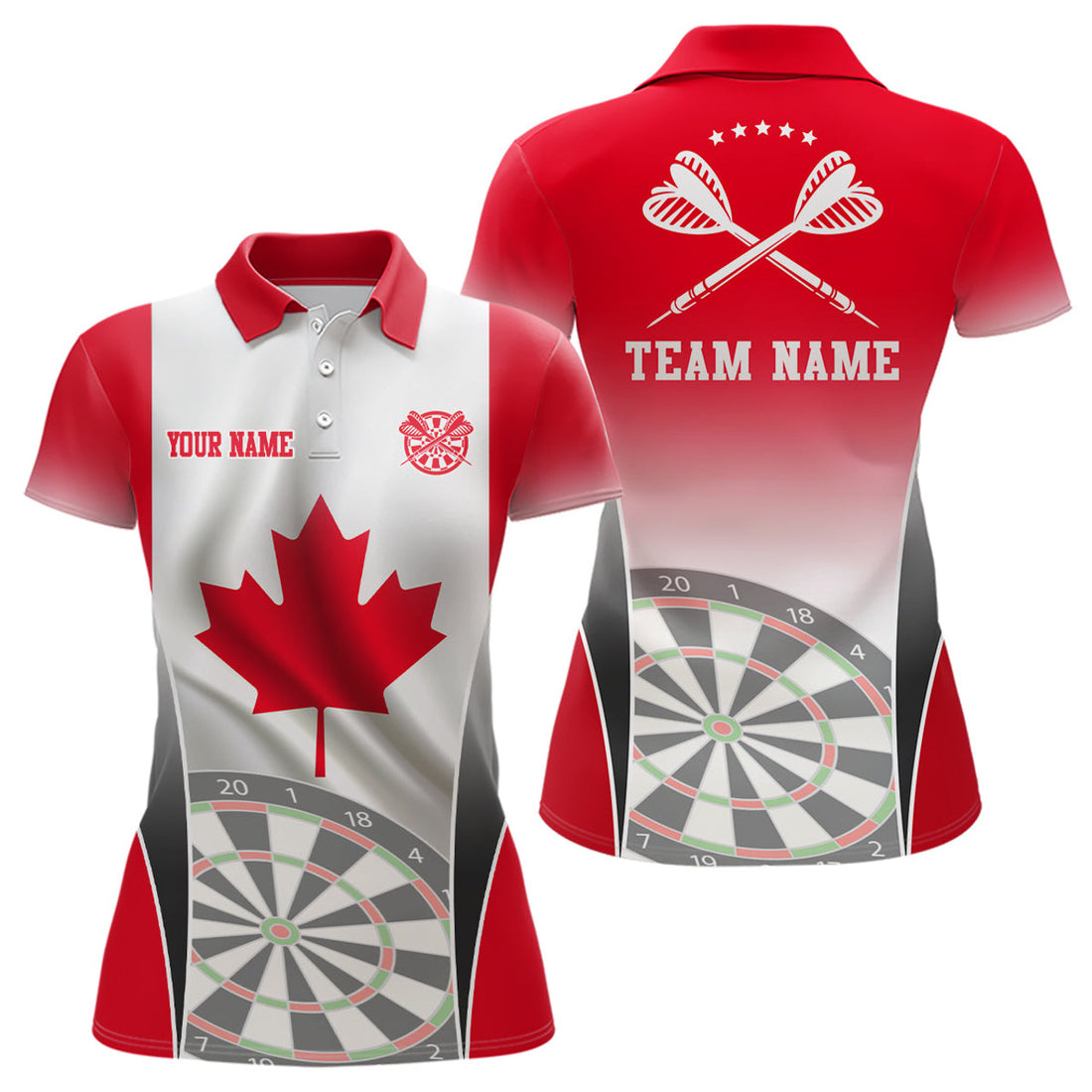 Custom 3D Canadian Flag Dart Shirt Patriotic Canada Style Women's Polo Shirts S-5XL