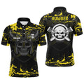 Custom Yellow Skull Disc Golf Shirt Golf Gifts Men's Polo Shirt S-5XL
