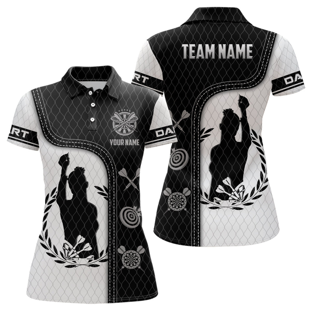 Custom Black White 3D All Over Print Darts for Players Women's Polo Shirts S-5XL