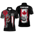Custom Name Canada Flag Skull Darts Patriotic Dart Jersey Men's Polo Shirt S-5XL