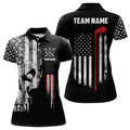 Custom American Flag Skull Golf Gifts Women's Polo Shirts S-5XL