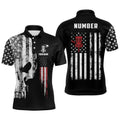 Custom Patriotic Disc American Flag Skull Golf Gifts Men's Polo Shirt S-5XL