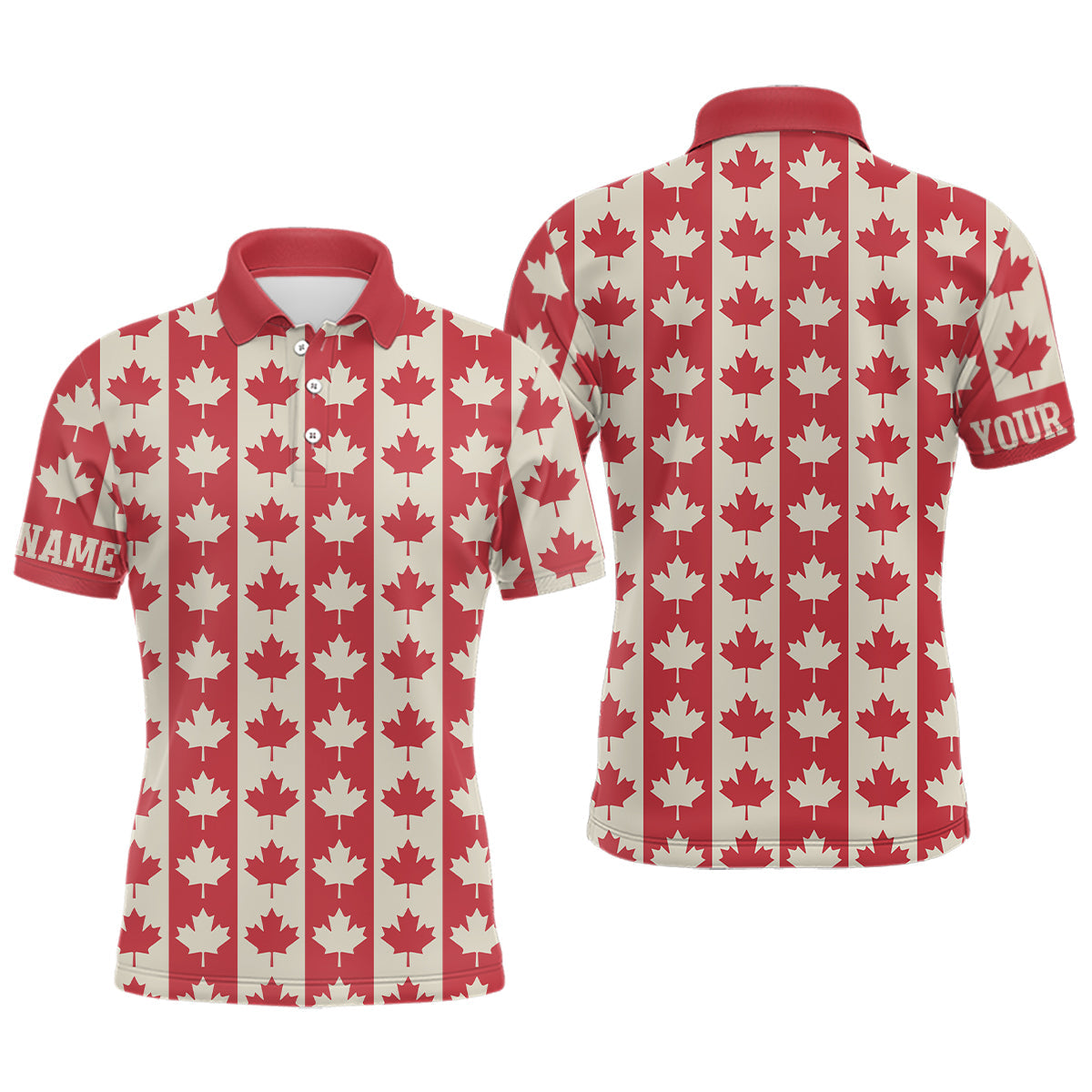 Canadian Flag Vintage Maple Leaf Custom Patriotic Golf Men's Polo Shirt