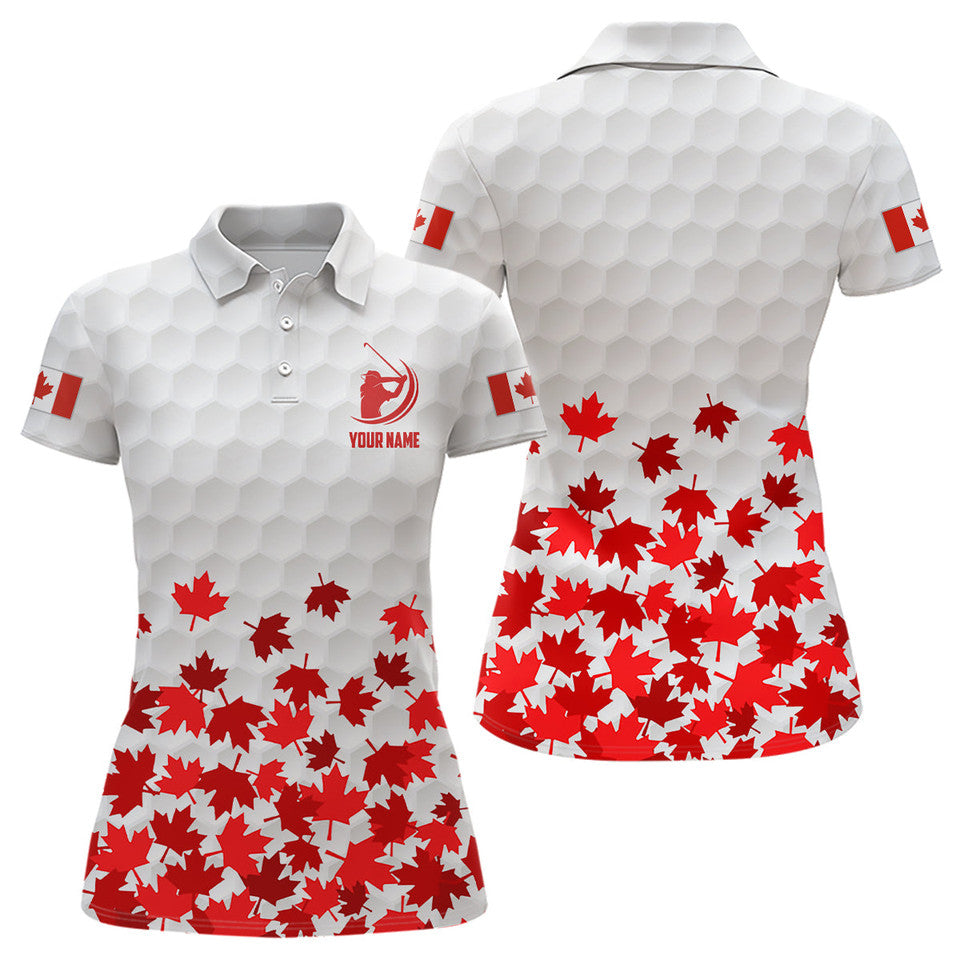 Custom Canadian Maple Leaf Red and White Golf Tops Women's Polo Shirts S-5XL