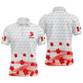 Canadian Flag Red Maple Leaves Golf Polo Shirt White Patriotic Mens Polo Shirt S-5XL