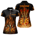 Custom Fire Flame Dartboard Women 3D Polo Shirt Size S-5XL