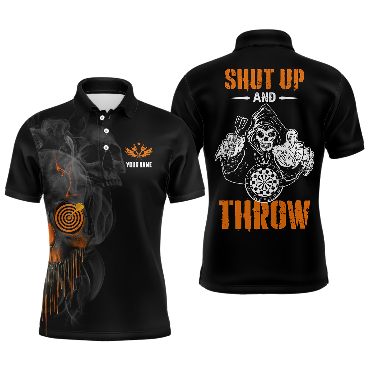 Men's Skull Darts Custom Halloween Orange Darts Men's Polo Shirt