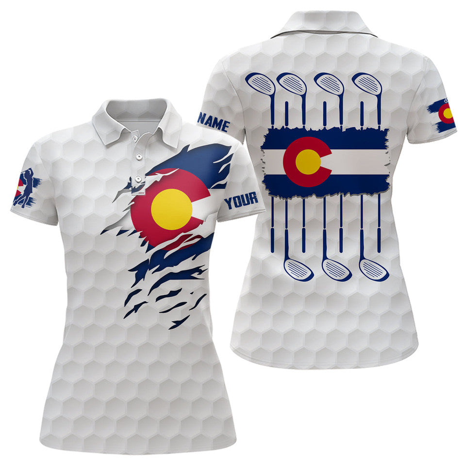 Custom Colorado Flag Golf Shirt with Patriotic Pattern Women's Polo Shirts S-5XL