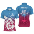 Custom Pink Blue Silhouette Disc Golf Shirt Men's Polo Shirt S-5XL