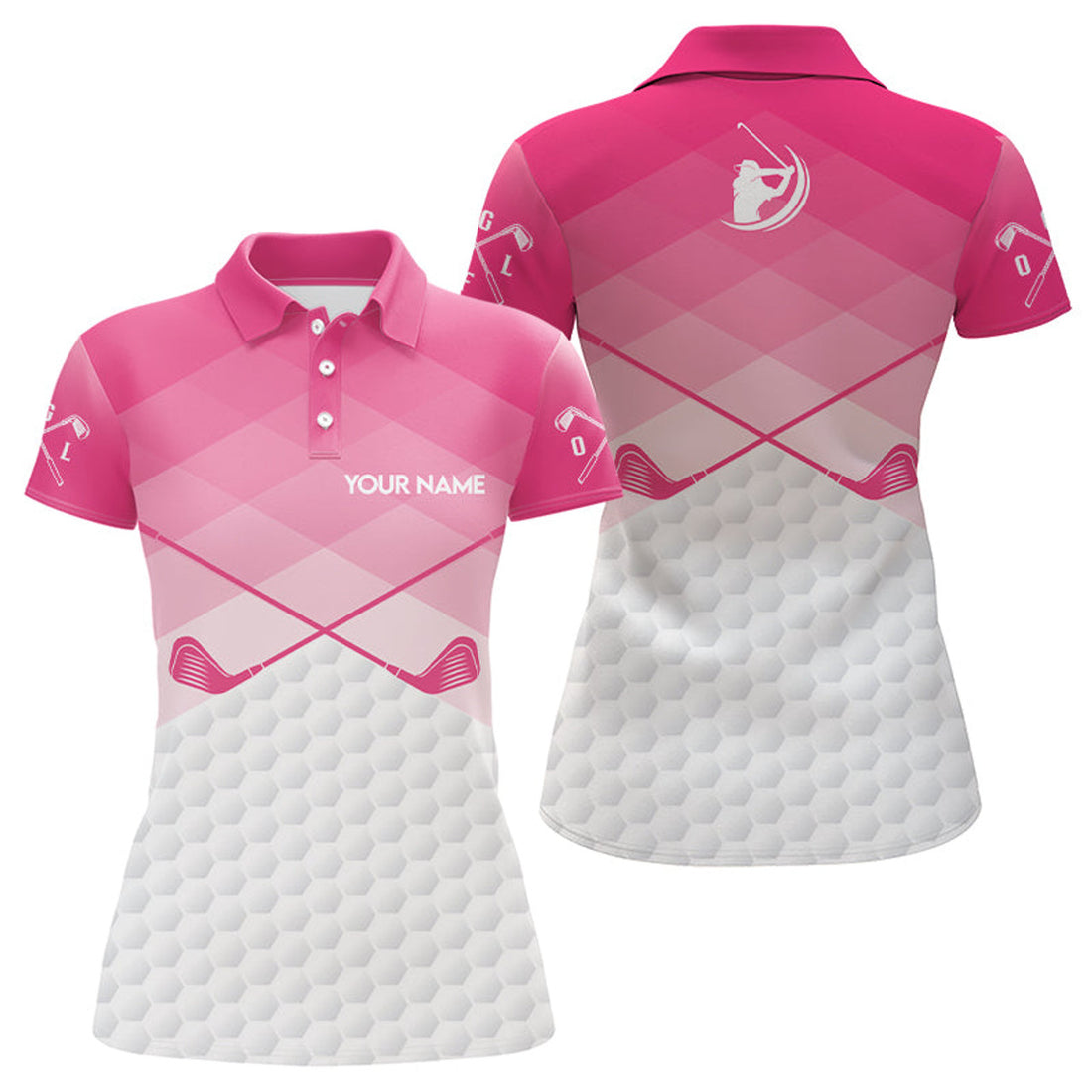 Custom Argyle Golf Shirt with Clubs Pattern Golfer Gifts Women's Polo Shirts S-5XL