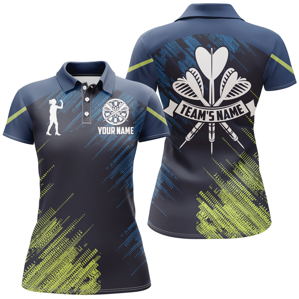 Custom Personalized Darts Sports Green Blue Shirt for Women's Polo Shirts S-5XL