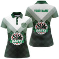 Custom Personalized Green Geometric Pattern Darts Shirt Women's Polo Shirts S-5XL
