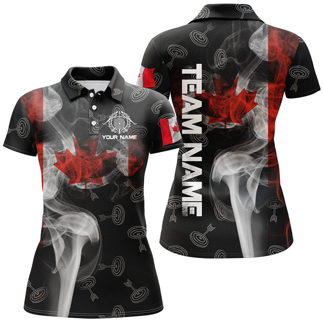 Custom Personalized Canadian Archery Shirt Vintage Smoke Women's Polo Shirts S-5XL