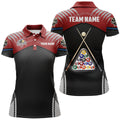 Custom Name 8 Ball Billiards Red Black Sport Style 3D Polo Women's Polo Shirts S-5XL