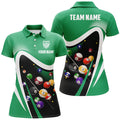 Custom 3D Green Sport Billiard Team 8 Ball Design Women's Polo Shirts S-5XL