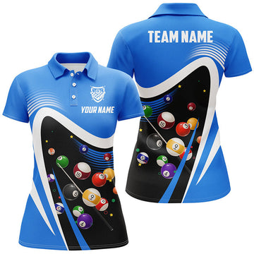 Custom Blue 8 Ball Billiard Team 3D Sport Polo Shirts for Women's Polo Shirts S-5XL