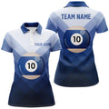 Custom Personalized Blue 10 Ball Billiard For Women's Polo Shirts S-5XL