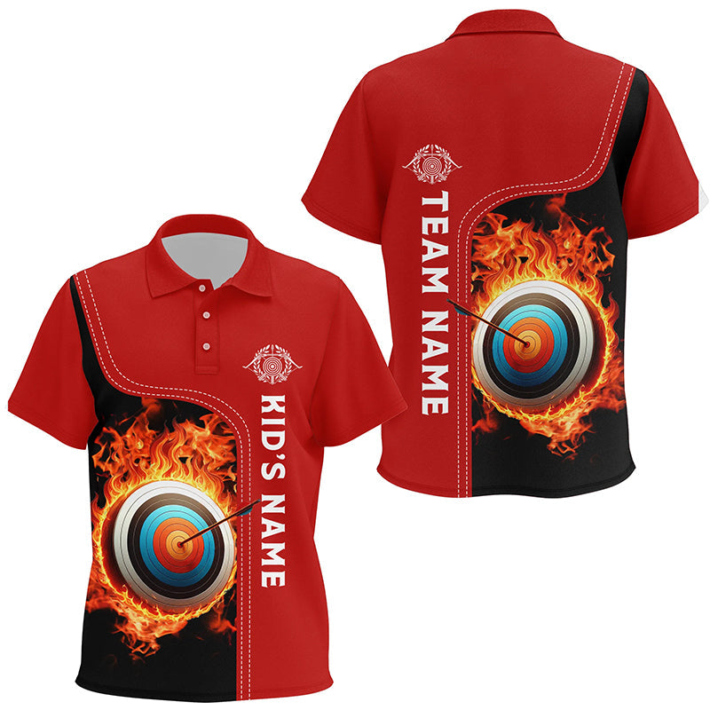 Personalized Black Red Flaming Target Archery Polo Shirt Men's S-5XL