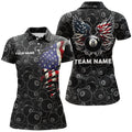 Custom US Flag 8 Ball Billiard 3D Funny Wings Women's Polo Shirts S-5XL