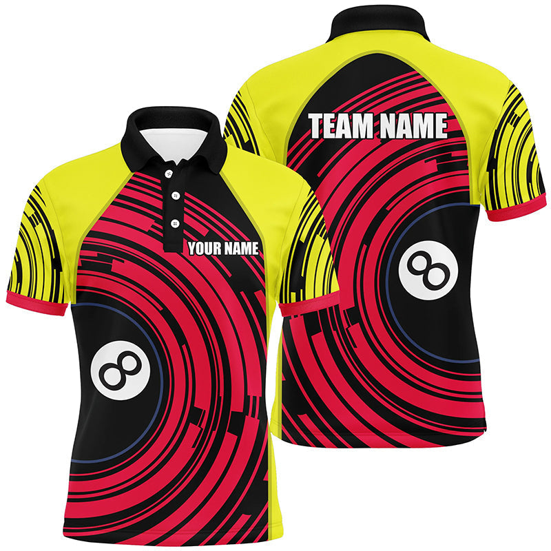 Personalized Yellow Pink 8 Ball Billiard Custom Mens Polo Shirt S-5XL
